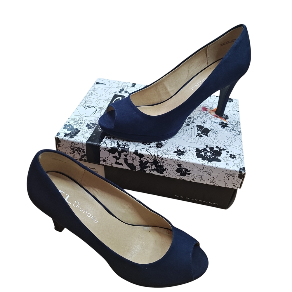 CL By Laundry Nakia Navy Peep Toe Heels